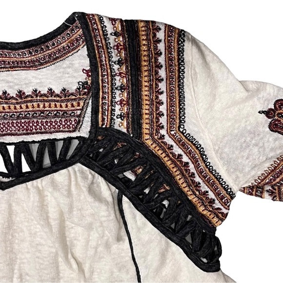 Free People Snow Kisses Cream Embroidered Top - Picture 7 of 12